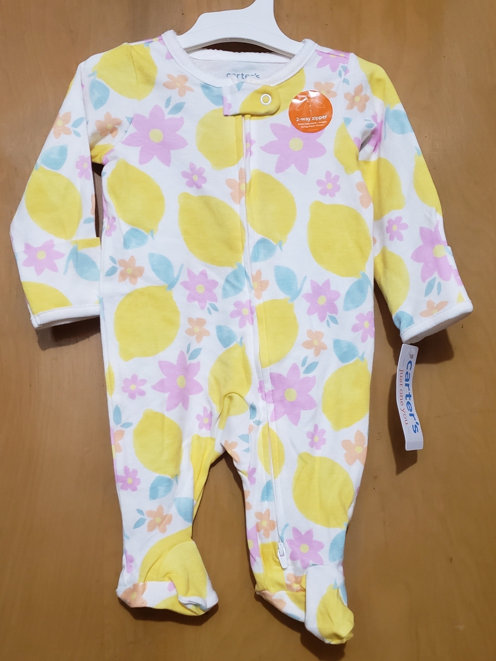 Carter's Yellow Lemon & Pastel Floral Footed One-Piece